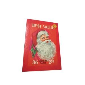 Vintage Christmas Card Box Only Santa Illustration Mid Century Best Value READ